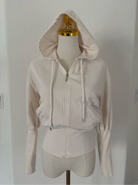 Metro Cream Zip-Up Hooded Sweatshirt